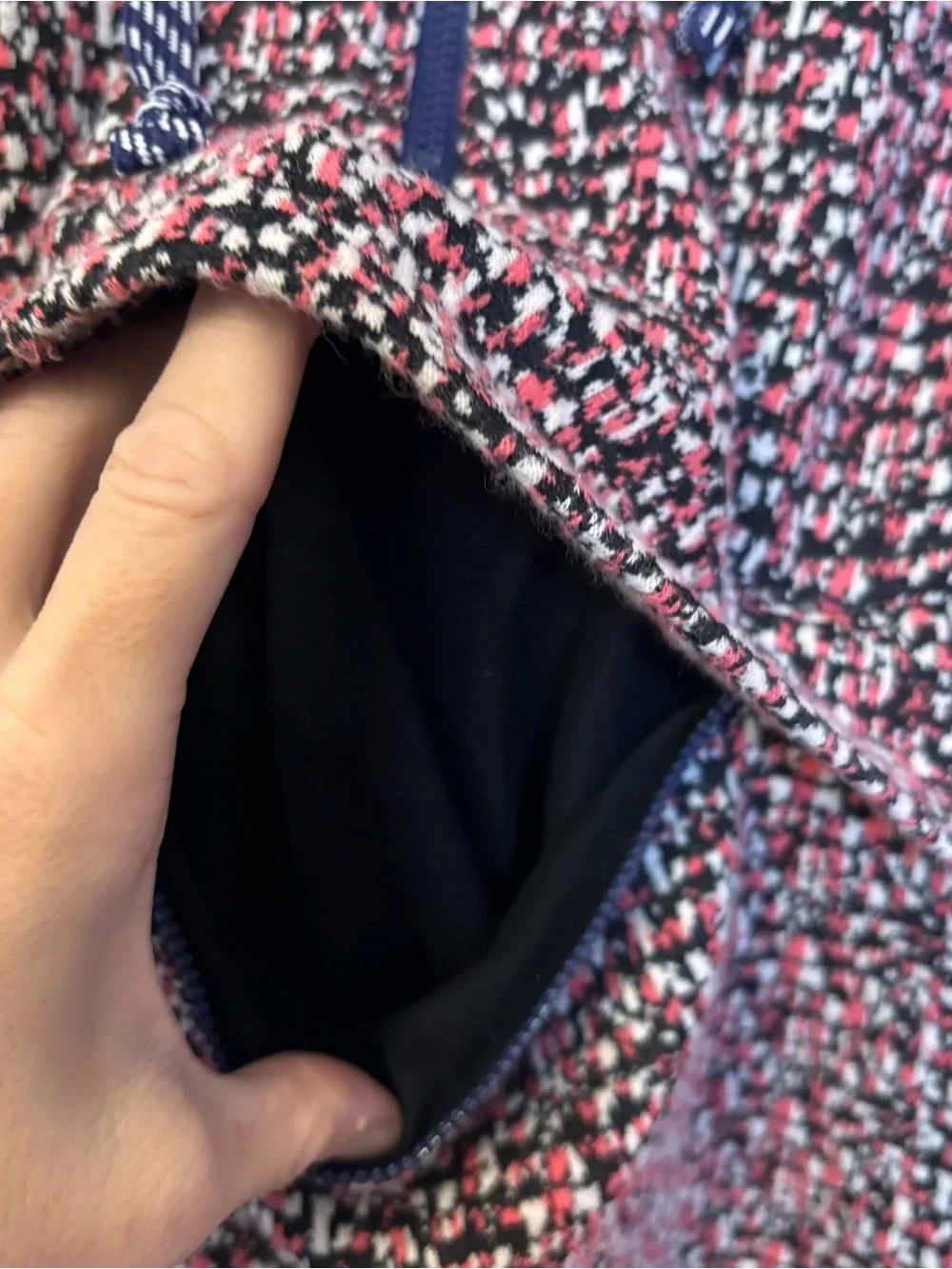 J. Crew Pink, Black & White Knit pull over Sweater Hoodie with zipper